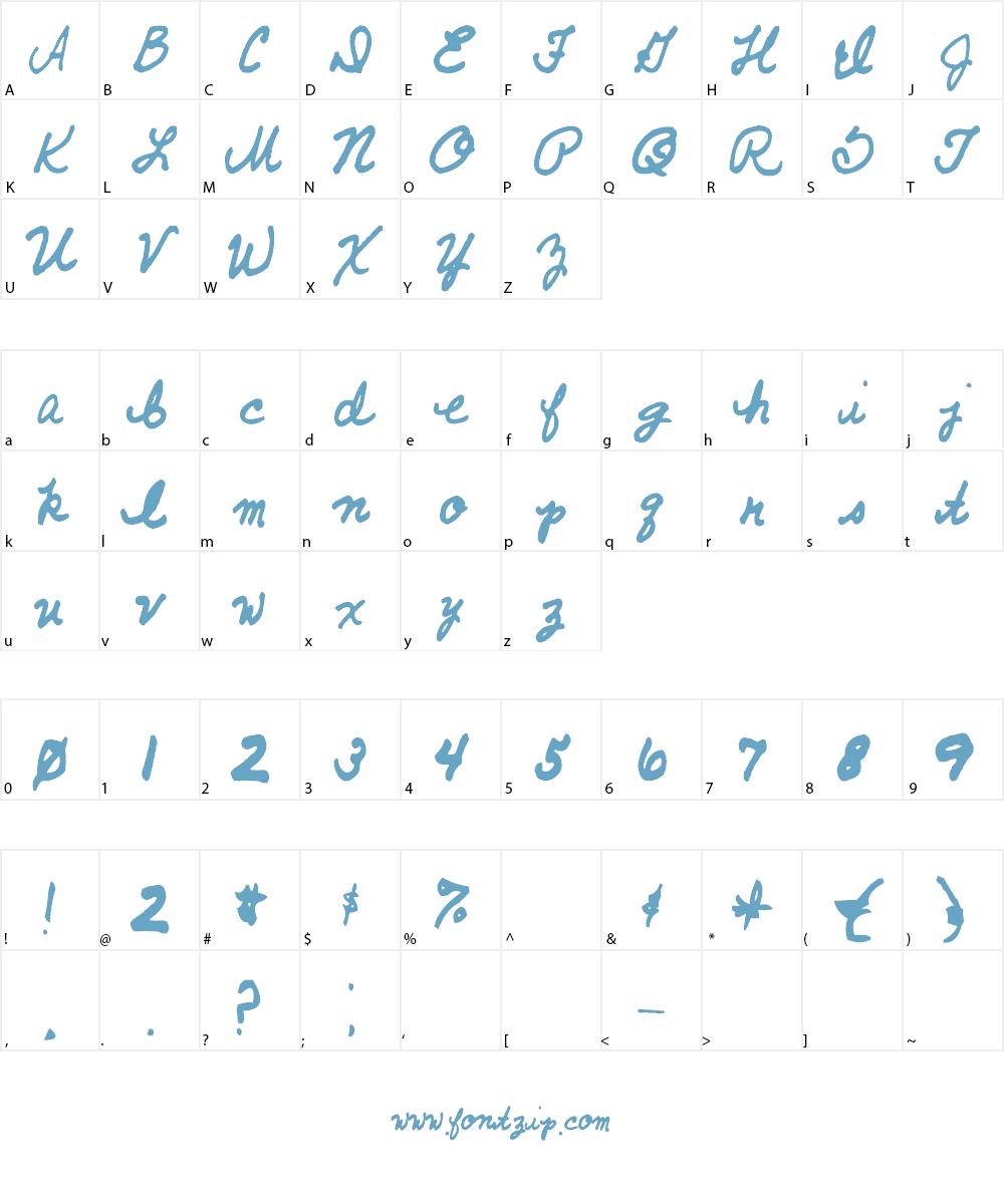 AEZ Traci's Handwriting Font Character